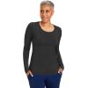 Healing Hands Mackenzie Women’s Underscrub, Long Sleeve Tee with Thumbholes, Modern Fit Undershirt- 5051(Black – 2 Pack)