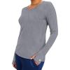 Healing Hands Mackenzie Women’s Underscrub, Long Sleeve Tee with Thumbholes, Modern Fit Undershirt- 5051(Heather Grey)