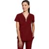 Healing Hands Scrub Top for Women Sonia Top with 3 Pockets Moisture Wicking, 360° Stretch & Recycled Fibers – 2274(Garnet Red)