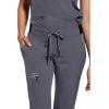 Healing Hands Women Scrub Pants with Rib Knit Waistband, Moisture Wicking, 360° Stretch and Recycled Fibers – 9152(Pewter)