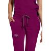 Healing Hands Women Scrub Pants with Rib Knit Waistband, Moisture Wicking, 360° Stretch and Recycled Fibers – 9152(Wine)