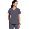 Healing Hands Women’s Medical Scrub Top Skyler with 2 Pockets Moisture Wicking, 360° Stretch & Recycled Fiber – 2285(Pewter)