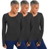 Healing Hands Mackenzie Women’s Underscrub, Long Sleeve Tee with Thumbholes, Modern Fit Undershirt- 5051(Black – 3 Pack)