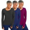 Healing Hands Mackenzie Women’s Underscrub, Long Sleeve Tee with Thumbholes, Modern Fit Undershirt- 5051(Black / Navy / Wine – 3 Pack)