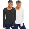 Healing Hands Mackenzie Women’s Underscrub, Long Sleeve Tee with Thumbholes, Modern Fit Undershirt- 5051(Black / White – 2 Pack)