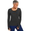 Healing Hands Mackenzie Women’s Underscrub, Long Sleeve Tee with Thumbholes, Modern Fit Undershirt- 5051(Black)