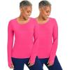 Healing Hands Mackenzie Women’s Underscrub, Long Sleeve Tee with Thumbholes, Modern Fit Undershirt- 5051(Carnation Pink – 2 Pack)