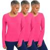 Healing Hands Mackenzie Women’s Underscrub, Long Sleeve Tee with Thumbholes, Modern Fit Undershirt- 5051(Carnation Pink – 3 Pack)