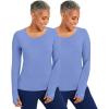 Healing Hands Mackenzie Women’s Underscrub, Long Sleeve Tee with Thumbholes, Modern Fit Undershirt- 5051(Ciel – 2 Pack)