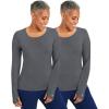 Healing Hands Mackenzie Women’s Underscrub, Long Sleeve Tee with Thumbholes, Modern Fit Undershirt- 5051(Heather Grey – 2 Pack)