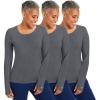 Healing Hands Mackenzie Women’s Underscrub, Long Sleeve Tee with Thumbholes, Modern Fit Undershirt- 5051(Heather Grey – 3 Pack)