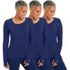 Healing Hands Mackenzie Women’s Underscrub, Long Sleeve Tee with Thumbholes, Modern Fit Undershirt- 5051(Navy – 3 Pack)