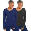 Healing Hands Mackenzie Women’s Underscrub, Long Sleeve Tee with Thumbholes, Modern Fit Undershirt- 5051(Navy / Black – 2 Pack)