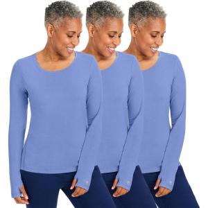 Healing Hands Mackenzie Women’s Underscrub, Long Sleeve Tee with Thumbholes, Modern Fit Undershirt- 5051(Ciel – 3 Pack)