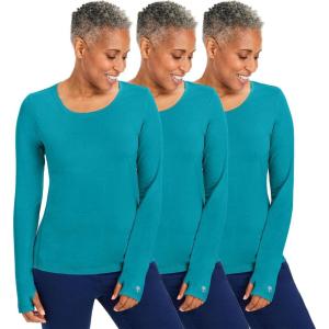 Healing Hands Mackenzie Women’s Underscrub, Long Sleeve Tee with Thumbholes, Modern Fit Undershirt- 5051(Teal – 3 Pack)