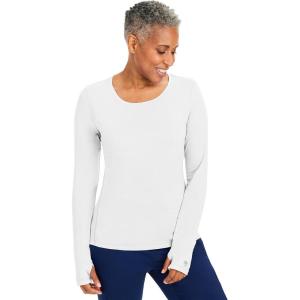 Healing Hands Mackenzie Women’s Underscrub, Long Sleeve Tee with Thumbholes, Modern Fit Undershirt- 5051(White)