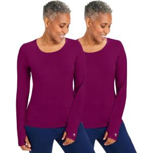 Healing Hands Mackenzie Women’s Underscrub, Long Sleeve Tee with Thumbholes, Modern Fit Undershirt- 5051(Wine – 2 Pack)