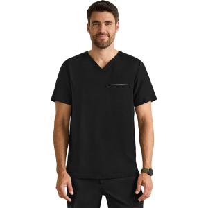 Healing Hands Men’s Medical Scrub Top Spencer with 1 Pocket, Moisture Wicking, 360° Stretch & Recycled Fibers – 2381(Black)