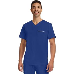 Healing Hands Men’s Medical Scrub Top Spencer with 1 Pocket, Moisture Wicking, 360° Stretch & Recycled Fibers – 2381(Galaxy Blue)