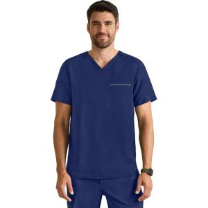 Healing Hands Men’s Medical Scrub Top Spencer with 1 Pocket, Moisture Wicking, 360° Stretch & Recycled Fibers – 2381(Navy)