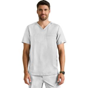 Healing Hands Men’s Medical Scrub Top Spencer with 1 Pocket, Moisture Wicking, 360° Stretch & Recycled Fibers – 2381(Silver Stone)