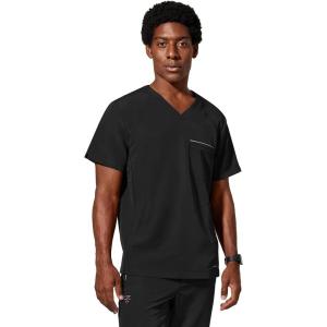 Healing Hands Men’s Scrub Top Steven Top with 3 Pockets, Moisture Wicking, 360° Stretch & Recycled Fibers – 2382(Black)