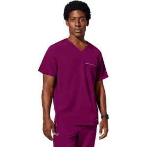 Healing Hands Men’s Scrub Top Steven Top with 3 Pockets, Moisture Wicking, 360° Stretch & Recycled Fibers – 2382(Wine)