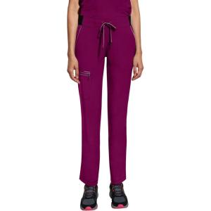 Healing Hands Women Scrub Pants with Rib Knit Waistband, Moisture Wicking, 360° Stretch and Recycled Fibers – 9152(Wine)