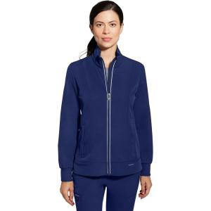 Healing Hands Women’s Carly Collar Scrub Jacket Ribbed Knit Collar, Moisture Wicking, 360° Stretch, Recycled Fibers – 5068(Navy)