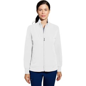 Healing Hands Women’s Carly Collar Scrub Jacket Ribbed Knit Collar, Moisture Wicking, 360° Stretch, Recycled Fibers – 5068(White)