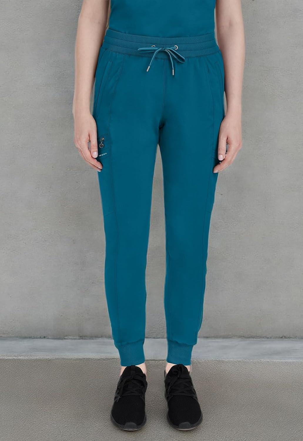 imageHealing Hands Womens Jogger Scrub Pant 7 Pockets Elastic Drawstring with Moisture Wicking ampamp 2Way Stretch Technology 9244Caribbean