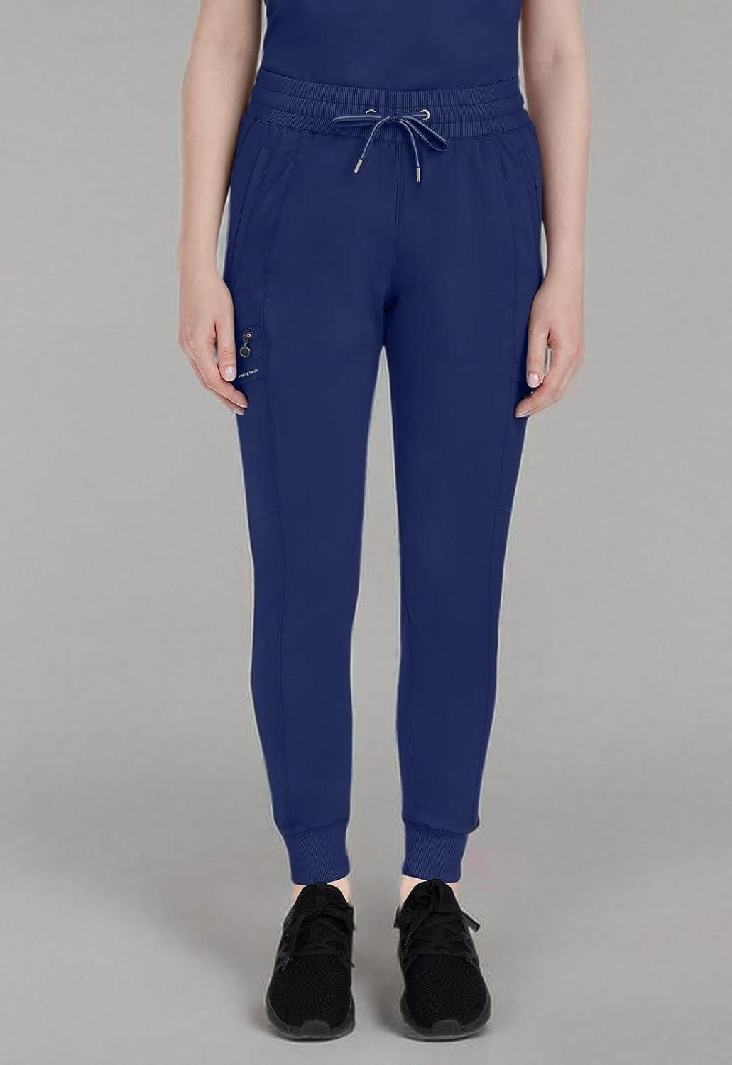 imageHealing Hands Womens Jogger Scrub Pant 7 Pockets Elastic Drawstring with Moisture Wicking ampamp 2Way Stretch Technology 9244Navy