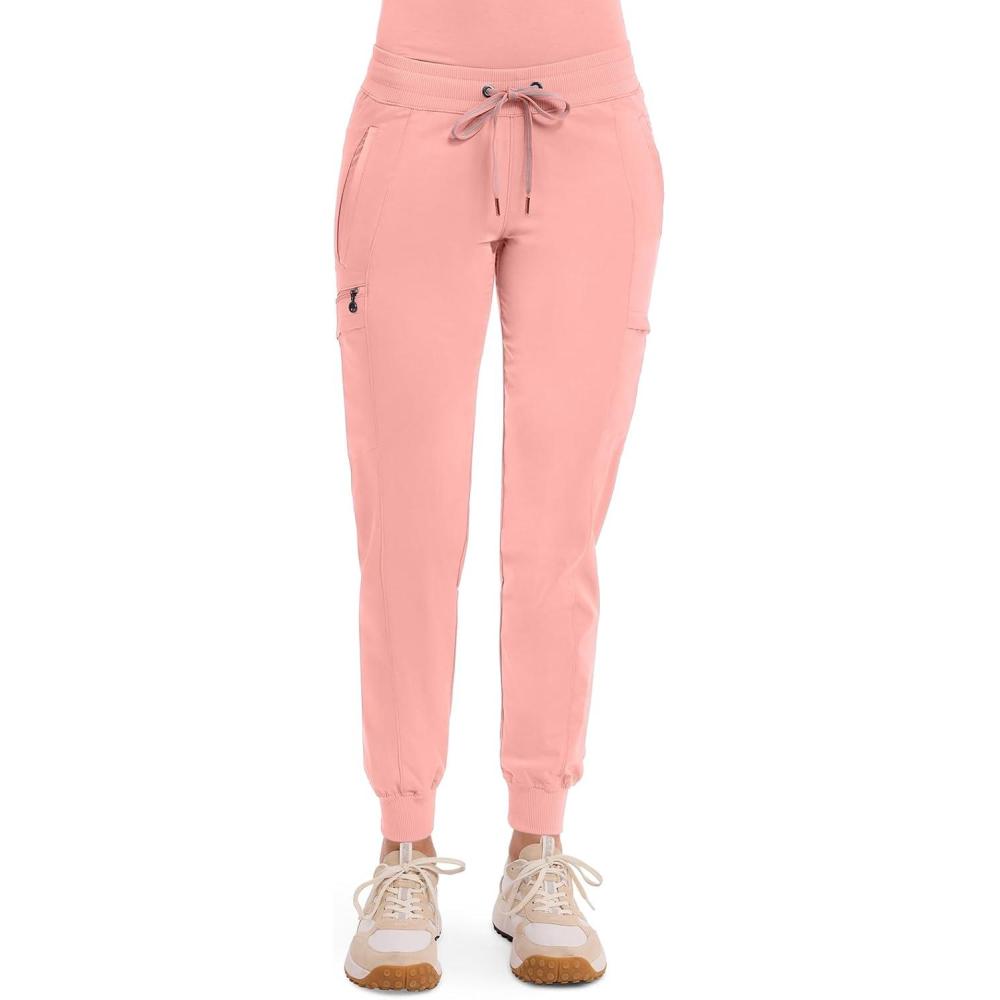imageHealing Hands Womens Jogger Scrub Pant 7 Pockets Elastic Drawstring with Moisture Wicking ampamp 2Way Stretch Technology 9244Blushing Peach