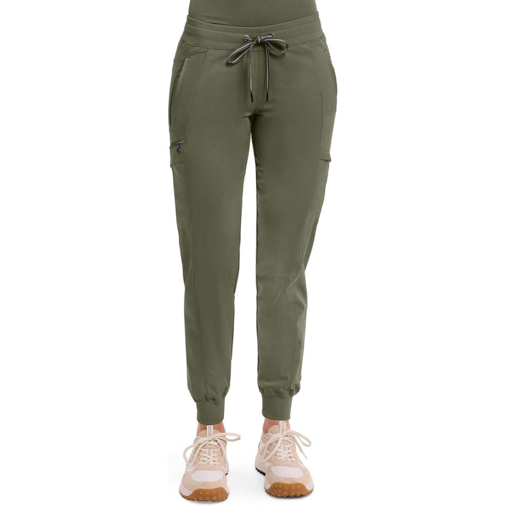imageHealing Hands Womens Jogger Scrub Pant 7 Pockets Elastic Drawstring with Moisture Wicking ampamp 2Way Stretch Technology 9244Olive