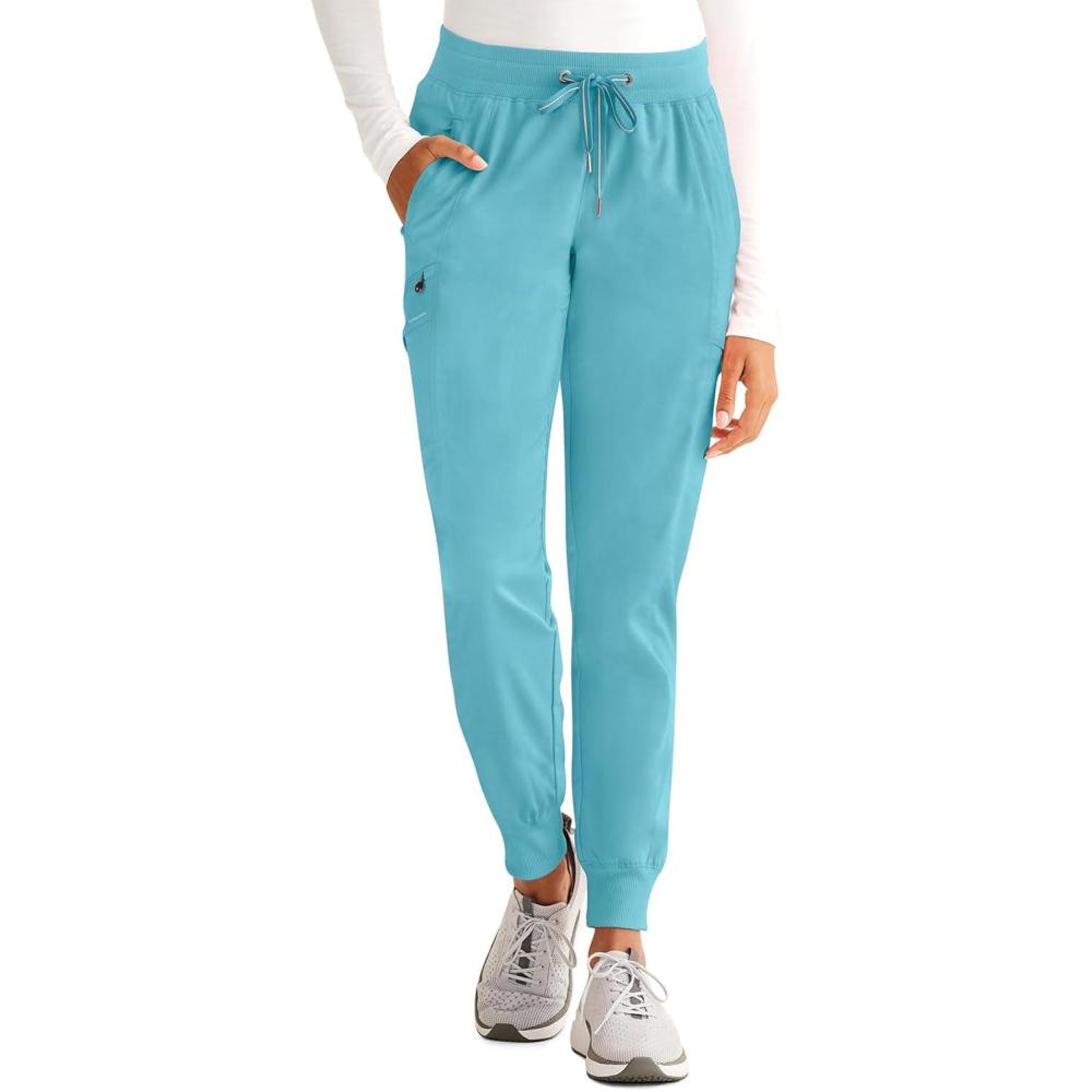 imageHealing Hands Womens Jogger Scrub Pant 7 Pockets Elastic Drawstring with Moisture Wicking ampamp 2Way Stretch Technology 9244Spectra Blue