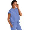 Healing Hands Women’s Scrub Top Relaxed Fit Journey Top – 2 Pockets with Knit Details, Dolman Sleeve and Rounded Hem – 2152(Ceil)