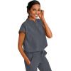 Healing Hands Women’s Scrub Top Relaxed Fit Journey Top – 2 Pockets with Knit Details, Dolman Sleeve and Rounded Hem – 2152(Heather Grey)