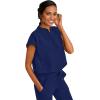 Healing Hands Women’s Scrub Top Relaxed Fit Journey Top – 2 Pockets with Knit Details, Dolman Sleeve and Rounded Hem – 2152(Navy)