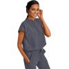 Healing Hands Women’s Scrub Top Relaxed Fit Journey Top – 2 Pockets with Knit Details, Dolman Sleeve and Rounded Hem – 2152(Pewter)