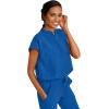 Healing Hands Women’s Scrub Top Relaxed Fit Journey Top – 2 Pockets with Knit Details, Dolman Sleeve and Rounded Hem – 2152(Royal)