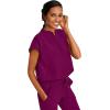 Healing Hands Women’s Scrub Top Relaxed Fit Journey Top – 2 Pockets with Knit Details, Dolman Sleeve and Rounded Hem – 2152(Wine)