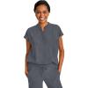 Healing Hands Women’s Scrub Top Relaxed Fit Journey Top – 2 Pockets with Knit Details, Dolman Sleeve and Rounded Hem – 2152(Heather Grey)