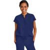 Healing Hands Women’s Scrub Top Relaxed Fit Journey Top – 2 Pockets with Knit Details, Dolman Sleeve and Rounded Hem – 2152(Navy)