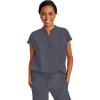 Healing Hands Women’s Scrub Top Relaxed Fit Journey Top – 2 Pockets with Knit Details, Dolman Sleeve and Rounded Hem – 2152(Pewter)