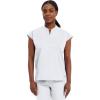 Healing Hands Women’s Scrub Top Relaxed Fit Journey Top – 2 Pockets with Knit Details, Dolman Sleeve and Rounded Hem – 2152(White)
