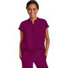 Healing Hands Women’s Scrub Top Relaxed Fit Journey Top – 2 Pockets with Knit Details, Dolman Sleeve and Rounded Hem – 2152(Wine)