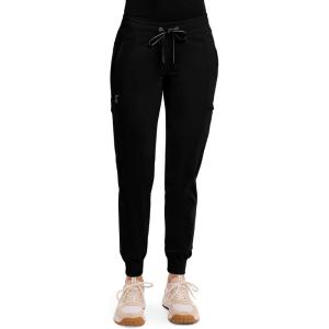 Healing Hands Women’s Jogger Scrub Pant 7 Pockets Elastic Drawstring, with Moisture Wicking & 2-Way Stretch Technology – 9244(Black)