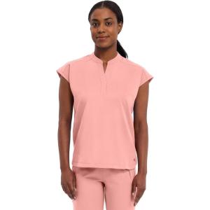 Healing Hands Women’s Scrub Top Relaxed Fit Journey Top – 2 Pockets with Knit Details, Dolman Sleeve and Rounded Hem – 2152(Blushing Peach)