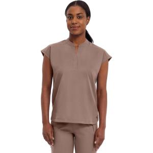 Healing Hands Women’s Scrub Top Relaxed Fit Journey Top – 2 Pockets with Knit Details, Dolman Sleeve and Rounded Hem – 2152(Santa Fe Tan)