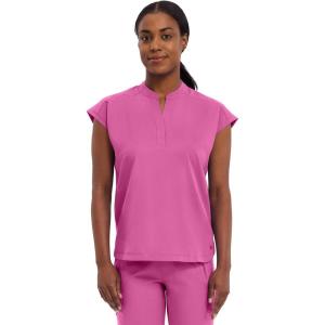 Healing Hands Women’s Scrub Top Relaxed Fit Journey Top – 2 Pockets with Knit Details, Dolman Sleeve and Rounded Hem – 2152(Shocking Pink)